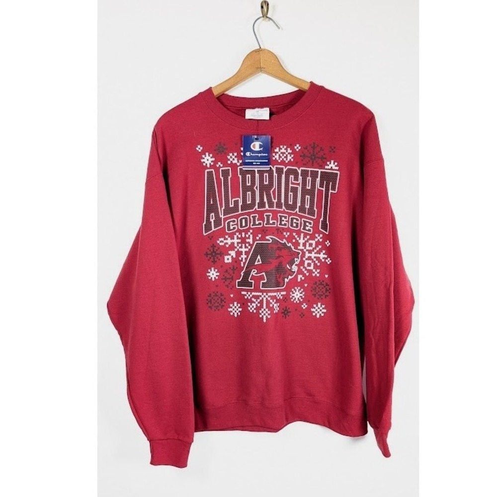 Champion Albright College Sweatshirt Size 2X Crewneck Lions Winter Snowflake NEW
